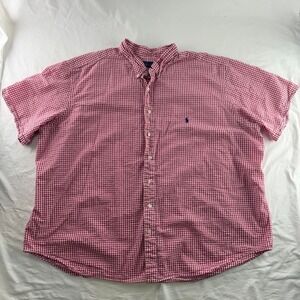 Polo Ralph Lauren Causal Button Down Red Gingham Short Sleeve Pony Mens 4XB